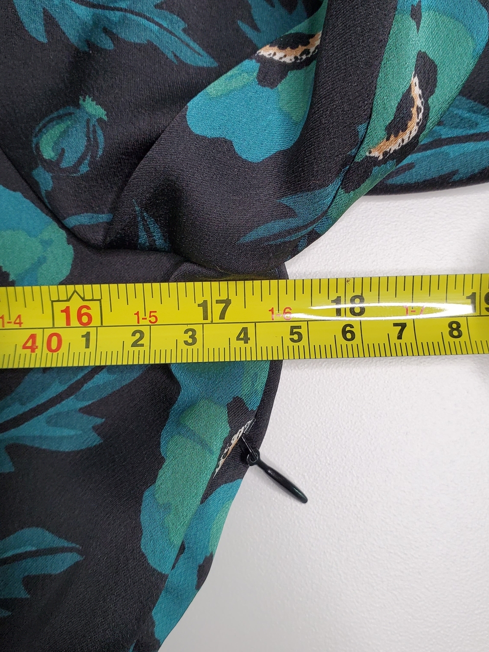 J.Crew Women's V-Neck Satin Peplum, Teal & Black (Size 00) - Picture 6 of 8